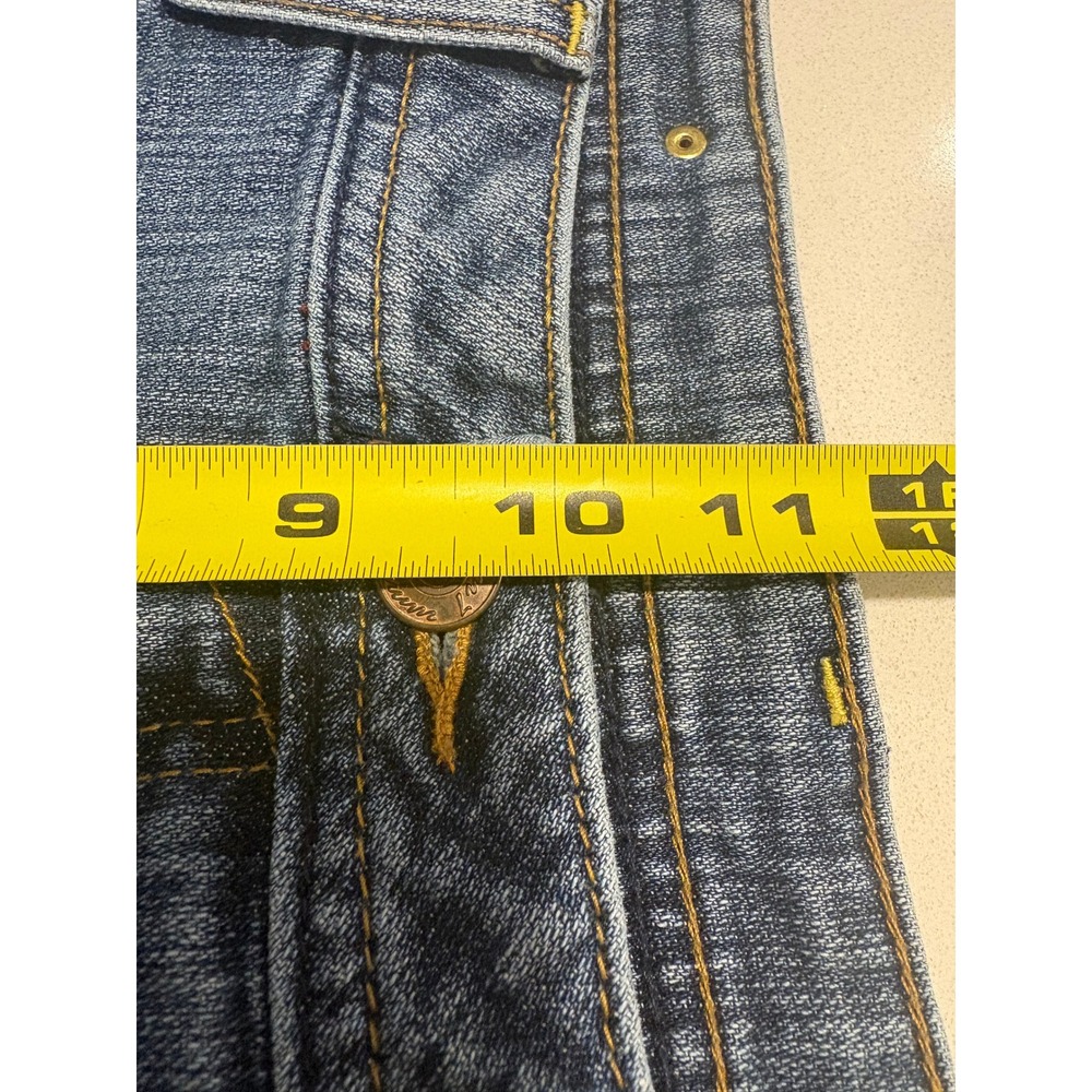 Seven7 Studded Cropped Jeans Womens 14 Medium Wash Rhinestone Wide Leg Y2K - Picture 10 of 14